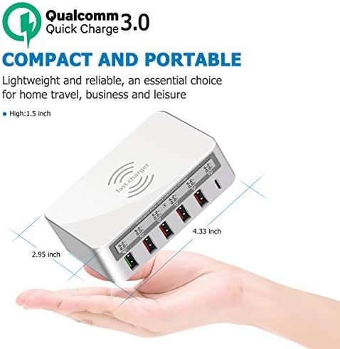 Charging Station, 100W 6-Port USB Fast Charger with QC 3.0 & PD, Compatible with Apple & Other Brand Cell Phones - Image 6