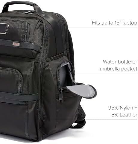 TUMI - Alpha Brief Pack - 15" Laptop Backpack with Padded Adjustable Straps - Stores Laptop, Tablet, Toiletries, Snacks, Ipad - Black - Image 4