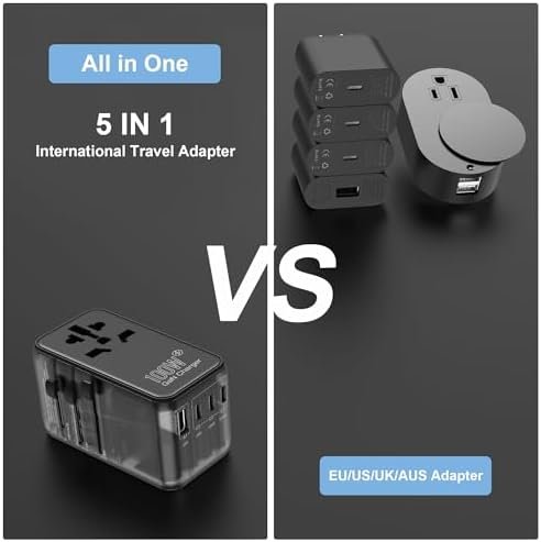 CHIPOFY Universal Travel Adapter, 100W International Plug Adapter, 3 USB C 1 USB A Ports, All-in-one Travel Charger Outlet Converter for Europe UK EU AUS (Type C/G/A/I) - Image 4