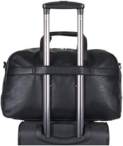 Kenneth Cole REACTION Port Stanley Duffel Pebbled Vegan Leather Carry On Shoulder Duffle Travel Bag, Black, 15" Laptop - Image 6