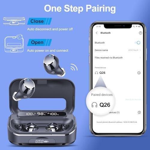 Ear Buds Wireless Bluetooth Earbuds Bluetooth 5.3 Headphones with 4 ENC Noise Cancelling Mic Powerful Bass In-Ear Earbuds with LED Display 128H IP7 Waterproof 2024 New Earphones for Ios/Android - Image 6