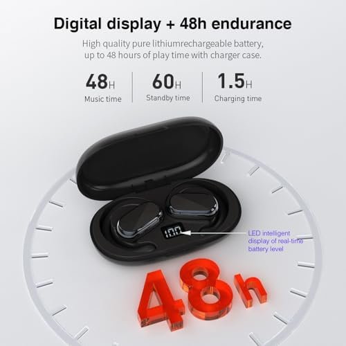 Butyoef Open Ear Headphones,360-Degree Panoramic Sound, DT4.0 Without Sound Loss,Air Conduction, 48H Range,LED Display,IPX7 Waterproof, Wireless Earbuds for Meeting, Driving,Traveling - Image 5