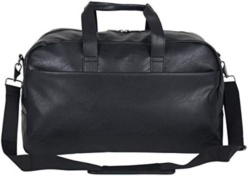 Kenneth Cole REACTION Port Stanley Duffel Pebbled Vegan Leather Carry On Shoulder Duffle Travel Bag, Black, 15" Laptop