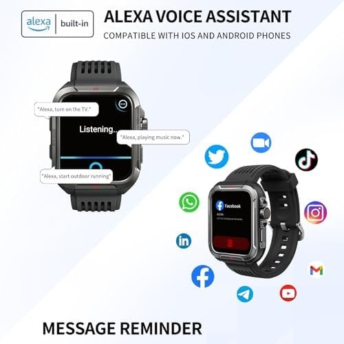 KEEPONFIT Smart Watch with Answer/Make Calls, Metal Frame 1.8" Alexa Built-in Fitness Tracker with IP68 Waterproof/100+ Sports Modes/Heart Rate/SpO2/Stress/Sleep Monitor for Men/Women for iOS/Android - Image 6