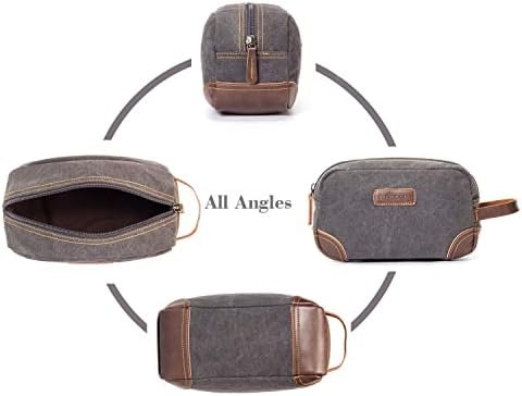 emissary Travel Toiletry Bag for Men, Leather and Canvas Toiletry Bags, Dopp Kit for Men, Travel Bathroom Bag Men's Shaving Kit, Travel Kit Small Bag for Men, Shaving Bag for Travel Accessories (Gray) - Image 8