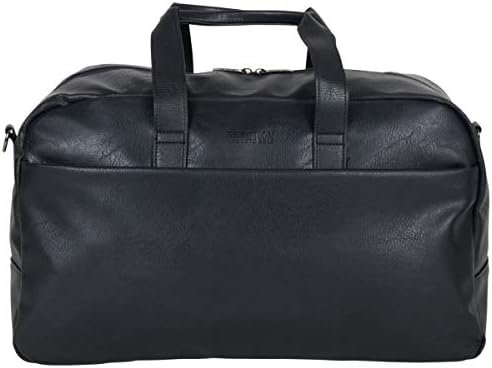 Kenneth Cole REACTION Port Stanley Duffel Pebbled Vegan Leather Carry On Shoulder Duffle Travel Bag, Black, 15" Laptop - Image 7