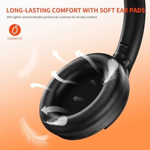 Aamft Active Noise Cancelling Headphones - Hi-Res Sound Wireless Over Ear Bluetooth Headphones Comfort Fit, 80H Playtime Noise Canceling Headphones, Deep Bass, AI Clear Calls for Travel/Home/Office - Image 5