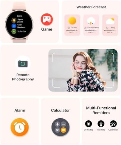 Smart Watch for Women Men Answer/Make Calls/Quick Text Reply/AI Voice, Smartwatch for Android Phones iPhone Samsung Compatible IP68 Fitness Tracker Heart Rate Blood Oxygen Sleep Monitor Circle - Image 5