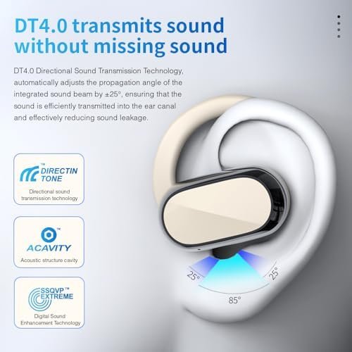 Butyoef Open Ear Headphones,360-Degree Panoramic Sound, DT4.0 Without Sound Loss,Air Conduction, 48H Range,LED Display,IPX7 Waterproof, Wireless Earbuds for Meeting, Driving,Traveling - Image 3