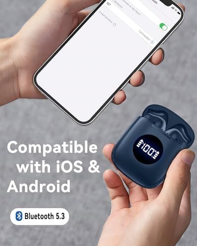 CAPOXO Wireless Earbuds Bluetooth 5.3 Headphones 60Hrs Battery Life with Wireless Charging Case & LED Power Display Deep Bass Waterproof Earphones Microphone Stereo Headset for Android TV Phone Tablet - Image 7