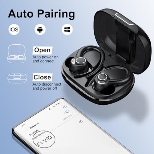 Csasan Headphones Wireless Earbuds Sport, Bluetooth 5.3 Over Ear Buds Stereo Deep Bass Headset with Earhooks, 48H Wireless Earphones with HD Mic, IP7 Waterproof Earbud for Sports/Running/Workout - Image 6