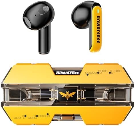 Transformers TF-T01 True Wireless Earbuds Bluetooth 5.4 Headphones, Bluetooth Earbud in Ear with HD Mic, 60H Playtime Ear Buds, IPX5 Waterproof Earphones for Android iOS Bumblebee