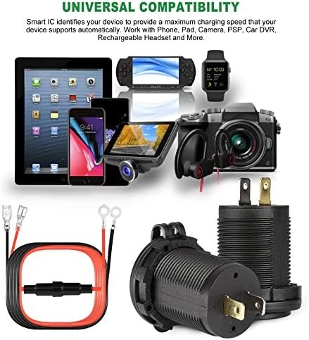 Golf Cart DC 6V-30V Quick Charge 3.1A Dual USB Charger, 2 in 1 USB Golf Cart USB Charger Ports Outlet Universal for Club Car, EZGO and Yamaha - Image 7