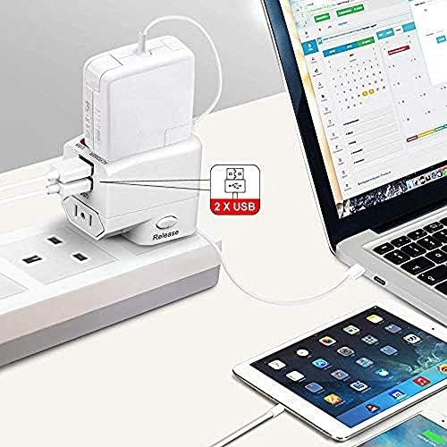Universal Travel Adapter - 2 USB Ports Wonplug International Power Plug Adapter Small Wall Charger Adaptor for European US UK Thailand NZ Australia 150+Countries White - Image 6