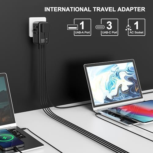 CHIPOFY Universal Travel Adapter, 100W International Plug Adapter, 3 USB C 1 USB A Ports, All-in-one Travel Charger Outlet Converter for Europe UK EU AUS (Type C/G/A/I) - Image 2