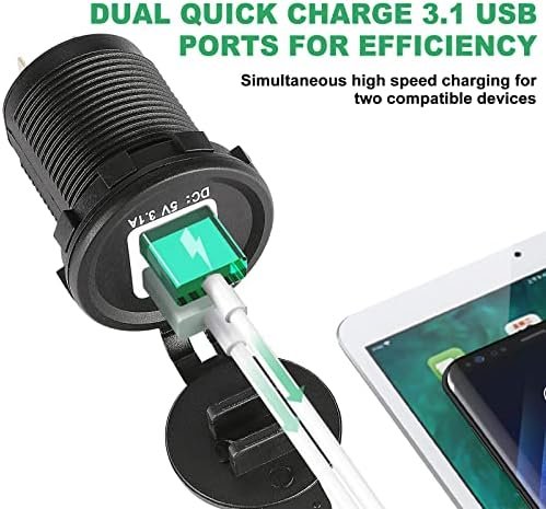 Golf Cart DC 6V-30V Quick Charge 3.1A Dual USB Charger, 2 in 1 USB Golf Cart USB Charger Ports Outlet Universal for Club Car, EZGO and Yamaha - Image 2