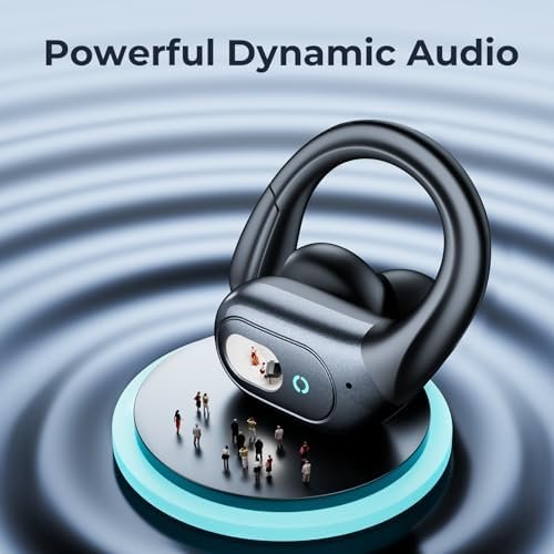 occiam Bluetooth Headphones Wireless Earbuds 90Hrs Playback Sport Ear Buds with Earhook LED Display Charging Case IPX7 Waterproof Earbud Deep Bass Running Earphones for iOS Android Cellphone,Black - Image 2