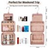 CUBETASTIC Travel Toiletry Bag, Makeup Bag for Women, Small Hanging Travel Bag for Toiletries with 3 Compartment, Portable Cosmetic Organizer Case, Water-resistant, Pink - Image 2