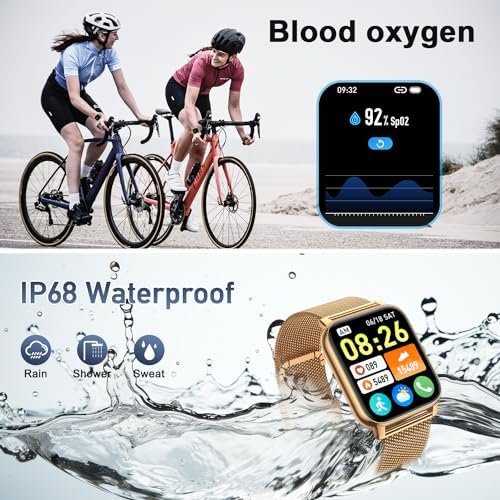 Smart Watch for Women Fitness Tracker: Gold Smart Watches for Women Digital Mens Watches Make/Answer Call Waterproof Running Smartwatch Android Phone iPhone Samsung Compatible Heart Rate Monitor - Image 7