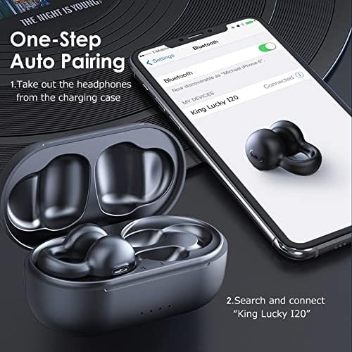 kinglucky Open Ear Clip on Earbuds Wireless Bluetooth air Conduction Headphones with mic Noise Cancelling Waterproof for Sports,Cycling,Driving,Running(Black) - Image 7