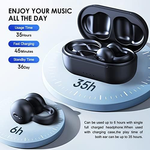 kinglucky Open Ear Clip on Earbuds Wireless Bluetooth air Conduction Headphones with mic Noise Cancelling Waterproof for Sports,Cycling,Driving,Running(Black) - Image 5