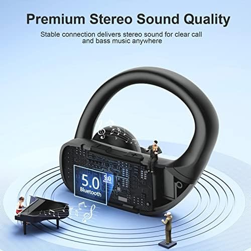 occiam Wireless Earbuds Bluetooth Headphones 48H Play Back Earphones in Ear Waterproof with Microphone LED Display for Sports Running Workout Black - Image 5