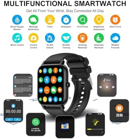 Smart Watch(Answer/Make Call), 1.85" Smart Watches for Men Women, 2024 Smartwatch IP68 Waterproof, Fitness Tracker 110+ Sport Modes, Heart Rate Sleep Monitor, Pedometer, Smartwatches for Android iOS - Image 2