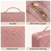 CUBETASTIC Travel Toiletry Bag, Makeup Bag for Women, Small Hanging Travel Bag for Toiletries with 3 Compartment, Portable Cosmetic Organizer Case, Water-resistant, Pink - Image 6
