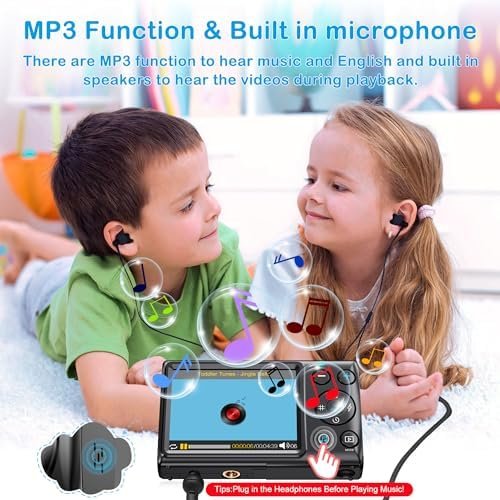 Digital Camera, 4K Kids Camera for Photography, 64MP MP3 Player Compact Video Camera 18X Digital Zoom Vlogging Camera for YouTube, Auto Focus Point and Shoot Digital Cameras Gift for Students Teens - Image 4