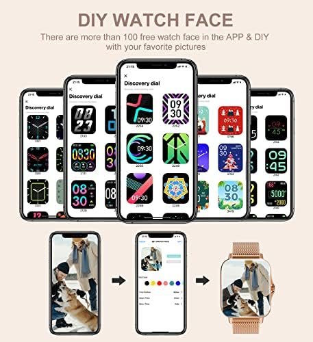 Iaret Smart Watch for Women(Call Receive/Dial), Fitness Tracker Waterproof Smartwatch for Android iOS Phones 1.7" HD Full Touch Screen Digital Watches with Heart Rate Sleep Monitor Pedometer, Gold - Image 5