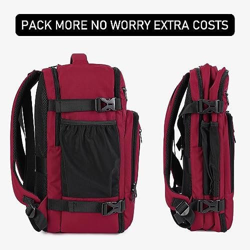 ECOHUB 16'' Travel Backpack Carry On Underseat Airline Approved Personal Item Travel Bag with Multi-Pockets Laptop Backpack Casual Daypack Small Backpack Lightweight for Women Men, Red - Image 8