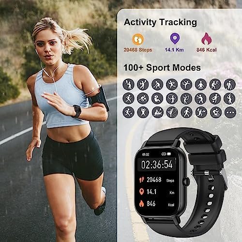 Smart Watch(Answer/Make Call), 1.85" Smart Watches for Men Women, 2024 Smartwatch IP68 Waterproof, Fitness Tracker 110+ Sport Modes, Heart Rate Sleep Monitor, Pedometer, Smartwatches for Android iOS - Image 5