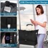 ETRONIK Expandable Travel Bag for Women, Weekender Bag with USB Charging Port, Duffel Bag with Shoe Compartment and Wet Pocket, Carry On Tote Bag for Women Travel Airplanes 3Pcs Set, Black - Image 3