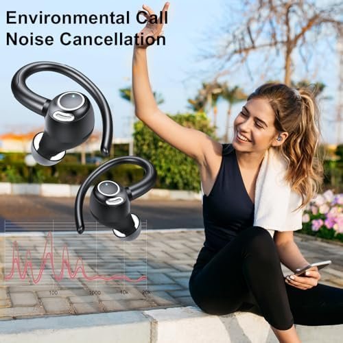 Csasan Headphones Wireless Earbuds Sport, Bluetooth 5.3 Over Ear Buds Stereo Deep Bass Headset with Earhooks, 48H Wireless Earphones with HD Mic, IP7 Waterproof Earbud for Sports/Running/Workout - Image 4