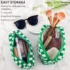 ZLFSRQ 2Pcs Checkered Makeup Bag for Women Travel Medium Small Cosmetic Bag Set Cute Makeup Pouch Purse Zippered Toiletry Bag Organizer Preppy Y2K Trendy Aesthetic Makeup Brushes Storage Bag(Green) - Image 2