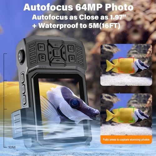 6K25FPS 64MP Digital Camera Rugged Waterproof Dustproof Shockproof, with 32GB Card Dual-Screen Selfie 16FT Underwater Camera for Snorkeling Autofocus Point and Shoot Digital Camera (Orange) - Image 4