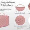 CUBETASTIC Travel Toiletry Bag, Makeup Bag for Women, Small Hanging Travel Bag for Toiletries with 3 Compartment, Portable Cosmetic Organizer Case, Water-resistant, Pink - Image 8