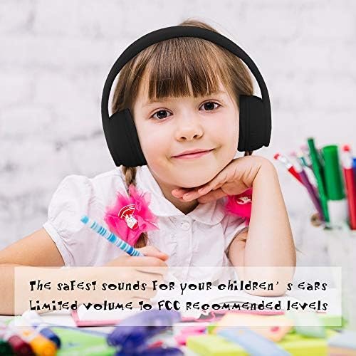 Headphones Bluetooth Wireless Kids Volume Limit 85dB /110dB Over Ear Foldable Noise Protection Headset AUX 3.5mm Cord Mic for Children Boy Girl Travel School Phone Pad Tablet PC Black - Image 5