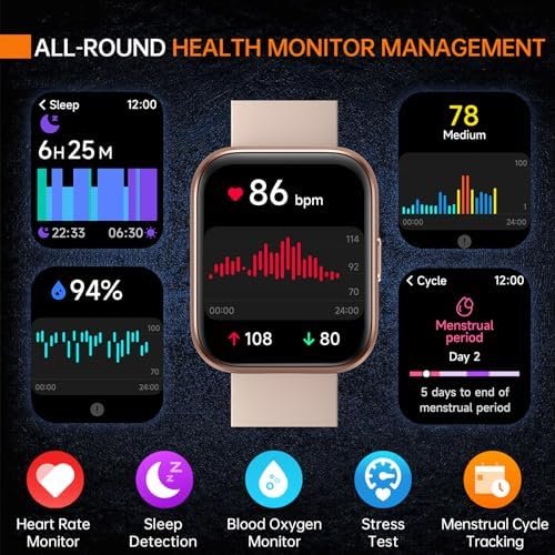 aeac Smart Watches for Women Alexa Built-in 1.8" Full Touch Screen Fitness Watch with Heart Rate/SpO2/Sleep Monitor, Bluetooth Calls, 100 Sport Modes, IP68 Waterproof Smartwatch for iPhone Android - Image 4