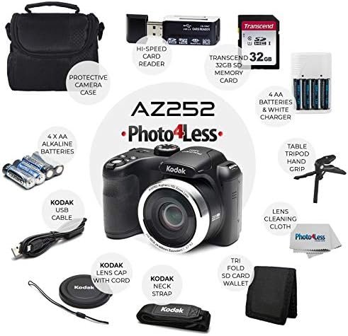 Kodak PIXPRO AZ252 Astro Zoom 16MP Digital Camera (Black) + Point & Shoot Camera Case + Transcend 32GB SD Memory Card + Rechargeable Batteries & Charger + USB Card Reader + Table Tripod + Accessories - Image 2