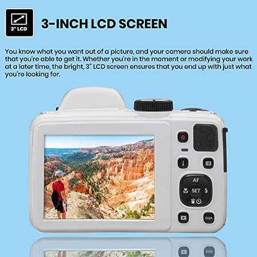 Kodak PIXPRO AZ405 Digital Camera (White) Bundle with Case, 32 GB SD Memory Card, Memory Card Wallet, Card Reader, Table Tripod, 4 AA Batteries & White Charger and Cloth - Image 3