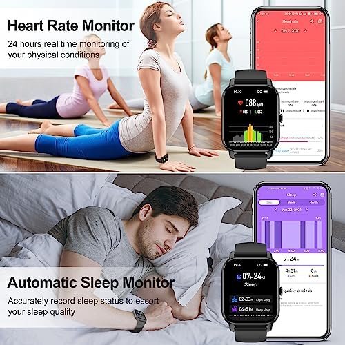 Smart Watch(Answer/Make Call), 1.85" Smart Watches for Men Women, 2024 Smartwatch IP68 Waterproof, Fitness Tracker 110+ Sport Modes, Heart Rate Sleep Monitor, Pedometer, Smartwatches for Android iOS - Image 4