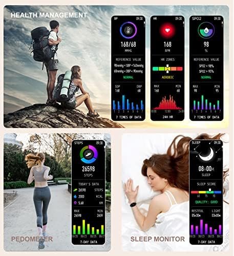 Iaret Smart Watch for Women(Call Receive/Dial), Fitness Tracker Waterproof Smartwatch for Android iOS Phones 1.7" HD Full Touch Screen Digital Watches with Heart Rate Sleep Monitor Pedometer, Gold - Image 3