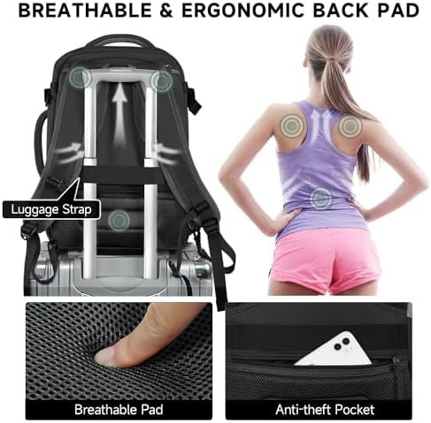 DEEGO Travel Backpack for Men Women, Airline Approved Carry on Backpack with a Toiletry Bag, Travel Essentials, College Backpack with a Anti-Theft Pocket, Gifts for Men Women, Black - Image 6