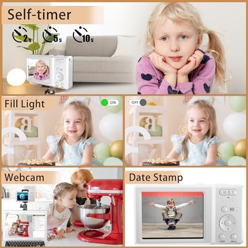 Digital Camera, 4K Ultra HD Cameras for Photography, Digital Point and Shoot Camera with 56Mp Autofocus 20X Zoom Anti Shake, Video Camera with 32GB SD Card for Adults, Teens, Beginners(Silver) - Image 5