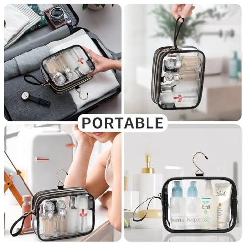 TSA Approved Toiletry Bag, 2 Pack Clear Toiletry Bags with Hook, Quart Size Clear Makeup Bags, Travel Makeup Cosmetic Bag for Women Men, Carry on Airport Airline Compliant Bag - Image 7