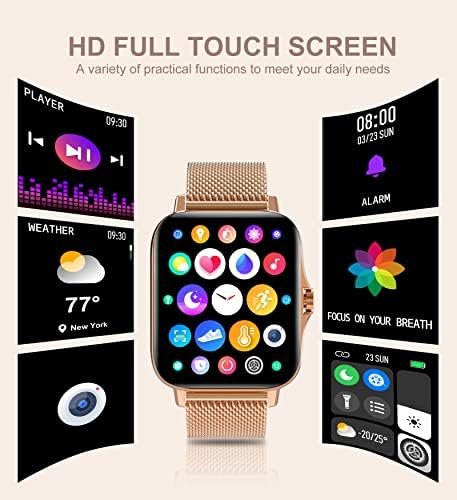 Iaret Smart Watch for Women(Call Receive/Dial), Fitness Tracker Waterproof Smartwatch for Android iOS Phones 1.7" HD Full Touch Screen Digital Watches with Heart Rate Sleep Monitor Pedometer, Gold - Image 6