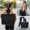 ETRONIK Expandable Travel Bag for Women, Weekender Bag with USB Charging Port, Duffel Bag with Shoe Compartment and Wet Pocket, Carry On Tote Bag for Women Travel Airplanes 3Pcs Set, Black - Image 7