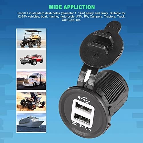Golf Cart DC 6V-30V Quick Charge 3.1A Dual USB Charger, 2 in 1 USB Golf Cart USB Charger Ports Outlet Universal for Club Car, EZGO and Yamaha - Image 8