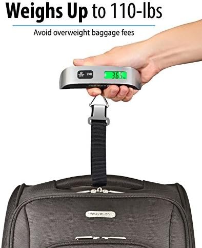 Fosmon Digital Luggage Scale (2 Pack), LCD Display Backlight Temperature Baggage Scale w/ 110lbs Capacity, Portable Stainless Steel Hanging Luggage Weight Scale w/ Tare Function for Travelers - Silver - Image 2